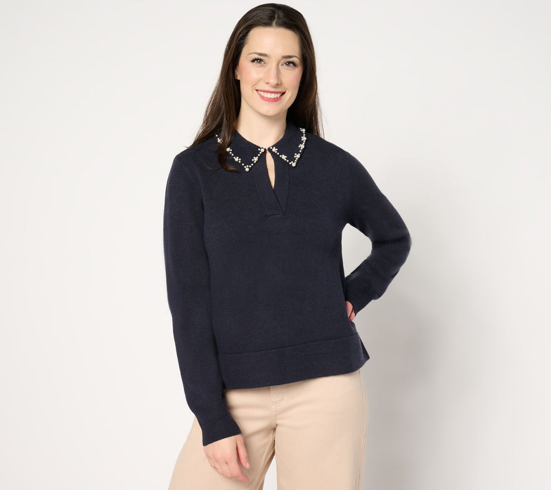 Me by Jennie Garth Sasha Sweater with Pearl Details — View 7