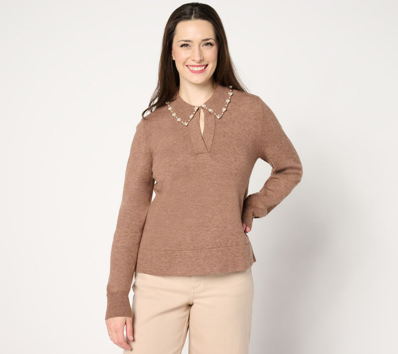 Me by Jennie Garth Sasha Sweater with Pearl Details — View 5