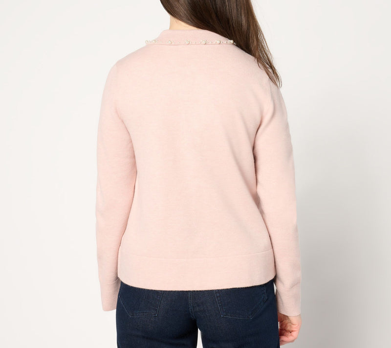 Me by Jennie Garth Sasha Sweater with Pearl Details — View 12