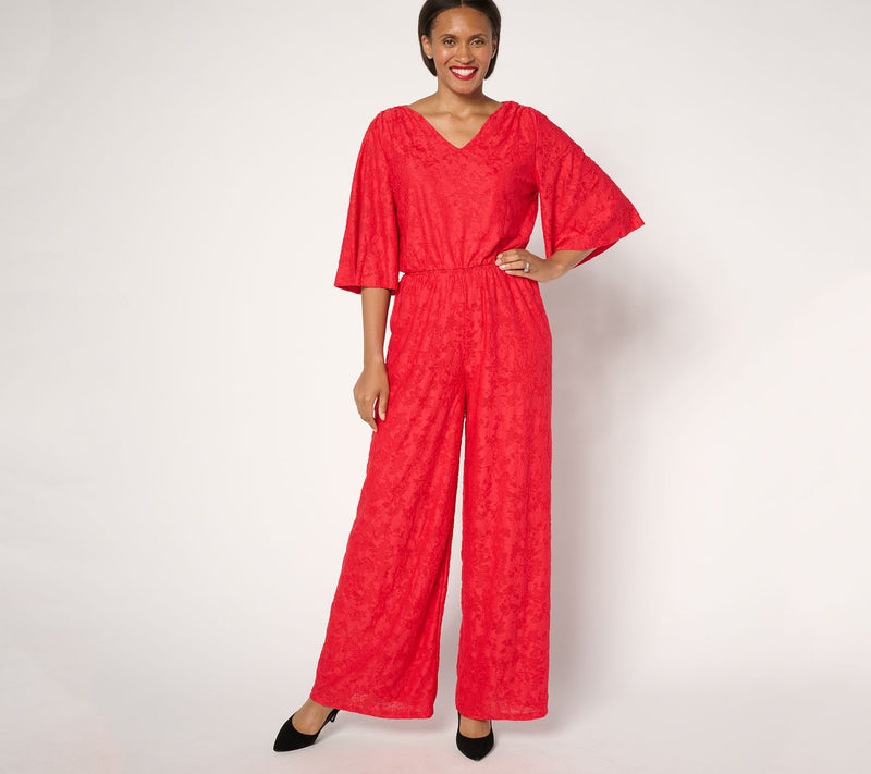 Destination 365 Regular Satin Jacquard Wide Leg Jumpsuit — View 3