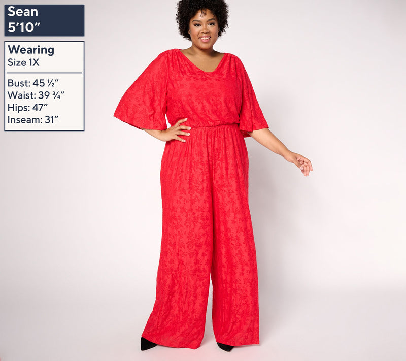 Destination 365 Petite Satin Jacquard Wide Leg Jumpsuit — View 8