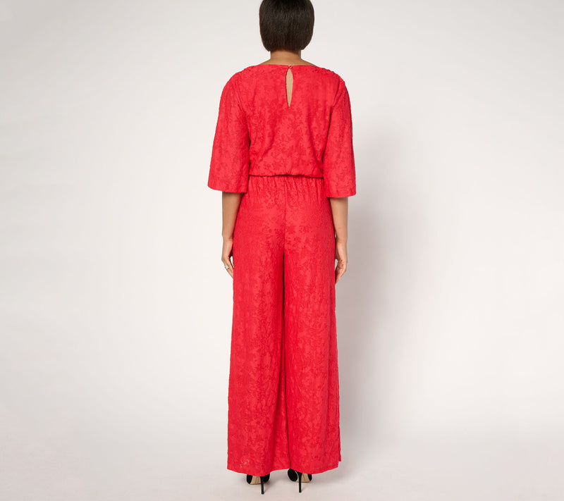 Destination 365 Petite Satin Jacquard Wide Leg Jumpsuit — View 10