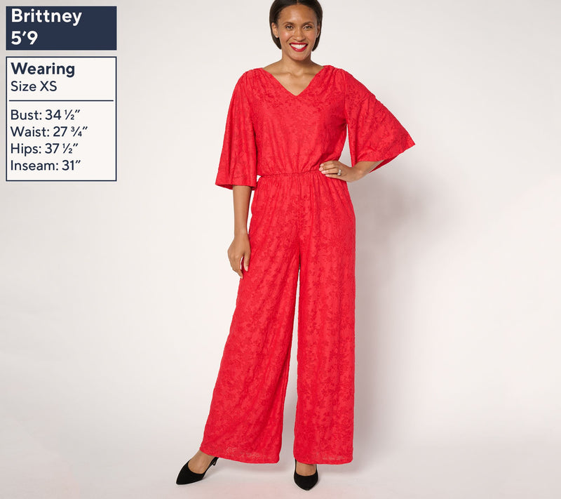 Destination 365 Petite Satin Jacquard Wide Leg Jumpsuit — View 9