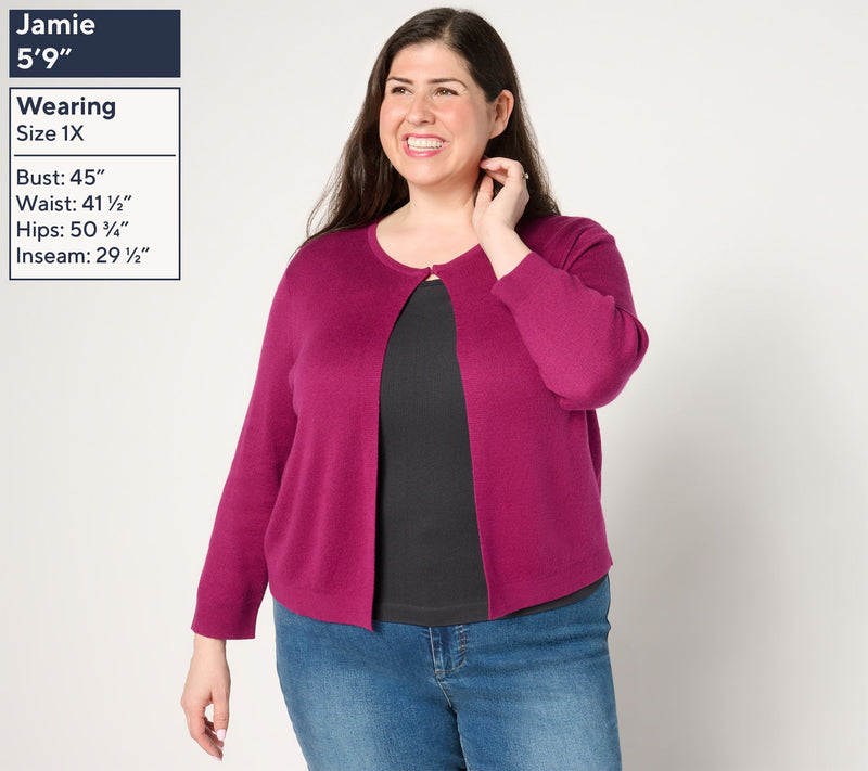Isaac Mizrahi Live! Essentials Open Front Long Sleeve Bolero — View 2
