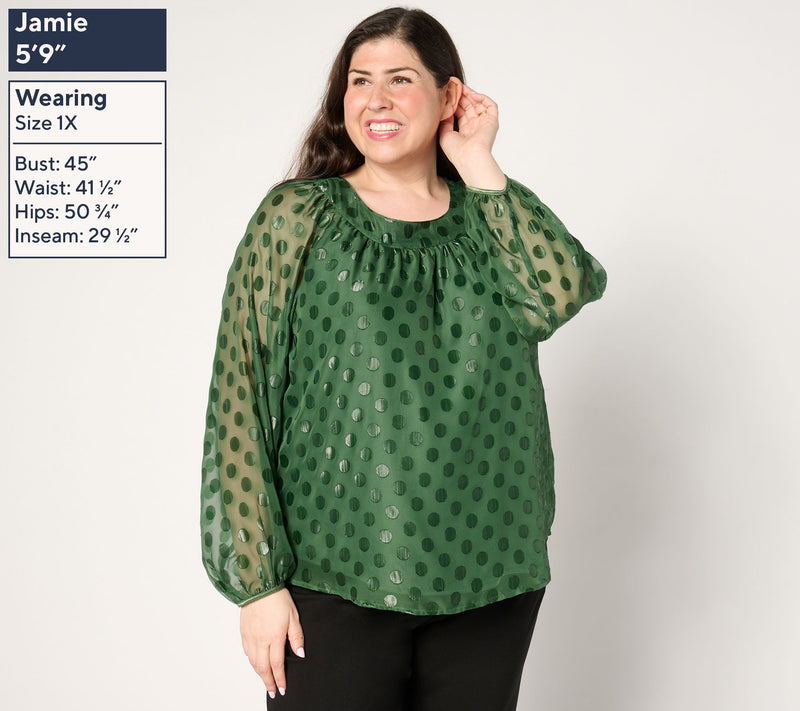 Isaac Mizrahi Live! Metallic Clip Dot Pullover Blouse — View 2