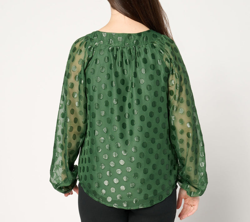 Isaac Mizrahi Live! Metallic Clip Dot Pullover Blouse — View 4