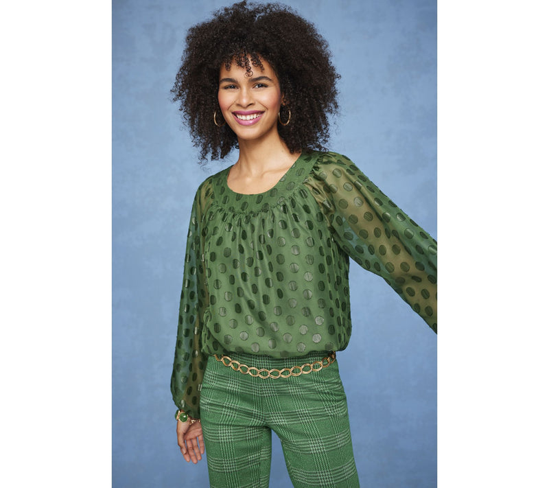 Isaac Mizrahi Live! Metallic Clip Dot Pullover Blouse — View 8