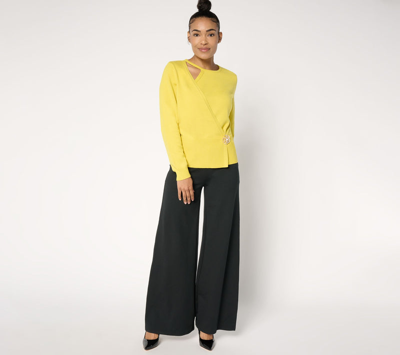 Mally Roncal Cut Out Sweater with Rose Brooch — View 10