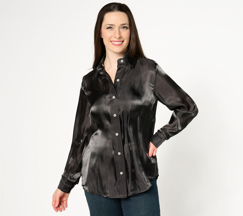 by Stacy London Metallic Foundation Button Front Shirt — Main view