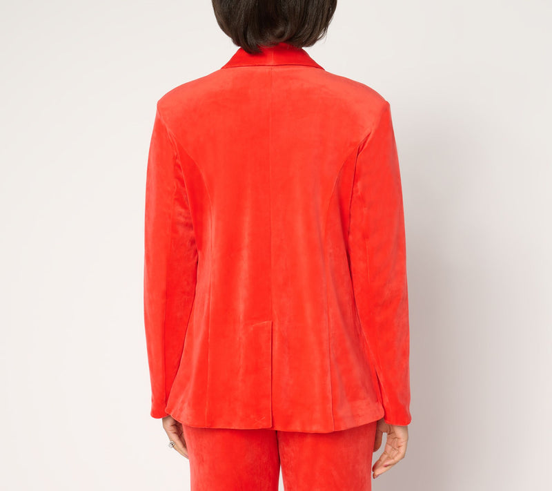 by Stacy London Plush Velour Blazer with Shawl Collar — View 9