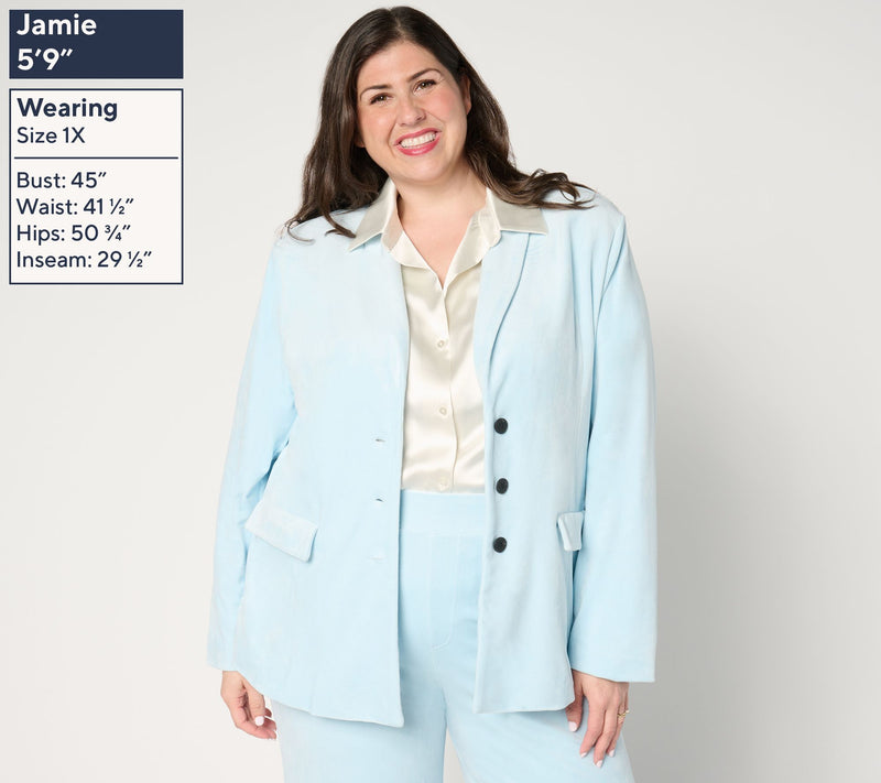 by Stacy London Plush Velour Blazer with Shawl Collar — View 7