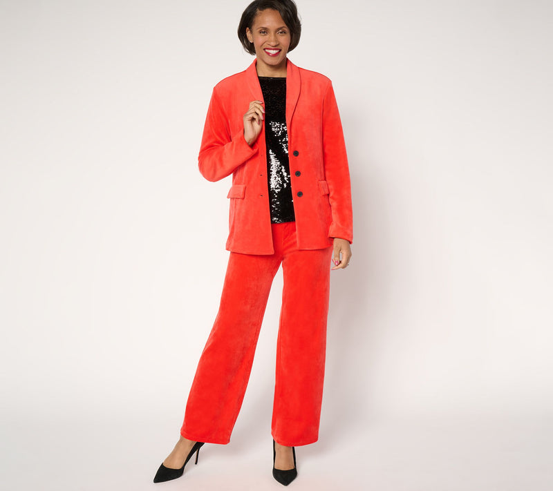 by Stacy London Plush Velour Blazer with Shawl Collar — View 10