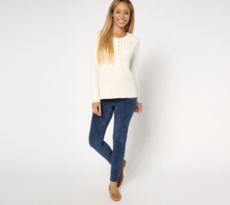 Quacker Factory Corduroy Regular Flat Waistband Jegging — View 7