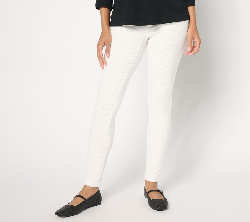 Quacker Factory Corduroy Regular Flat Waistband Jegging — View 17