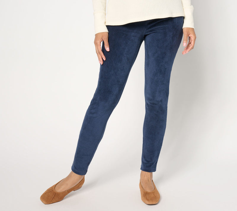 Quacker Factory Corduroy Short Flat Waistband Jegging — View 18