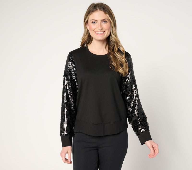 by Stacy London Two-Tone Sequin Sleeve Top — View 5