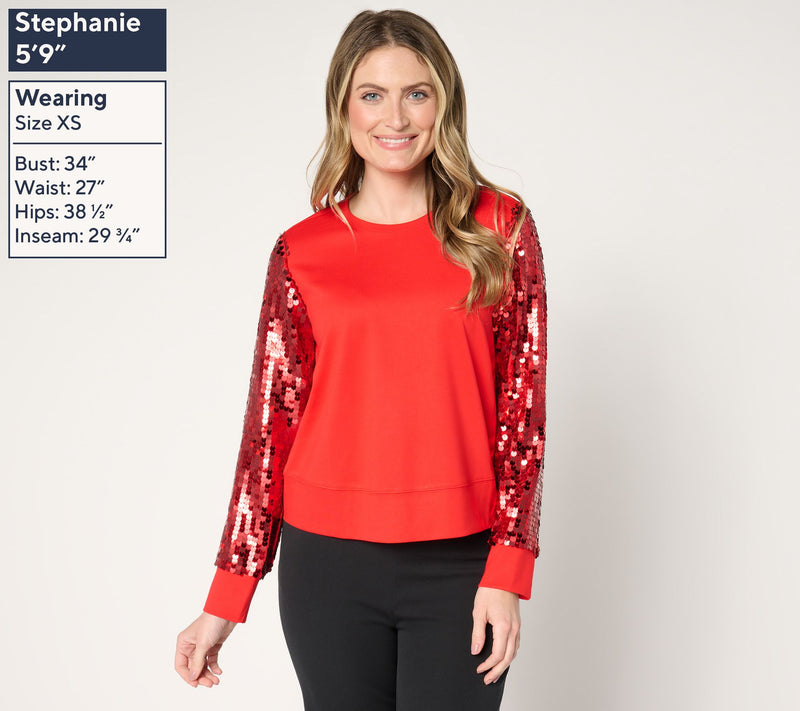 by Stacy London Two-Tone Sequin Sleeve Top — View 8