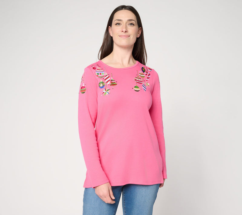 Quacker Factory All Decked Out Long-Sleeve Sequin Adorned Top — View 18