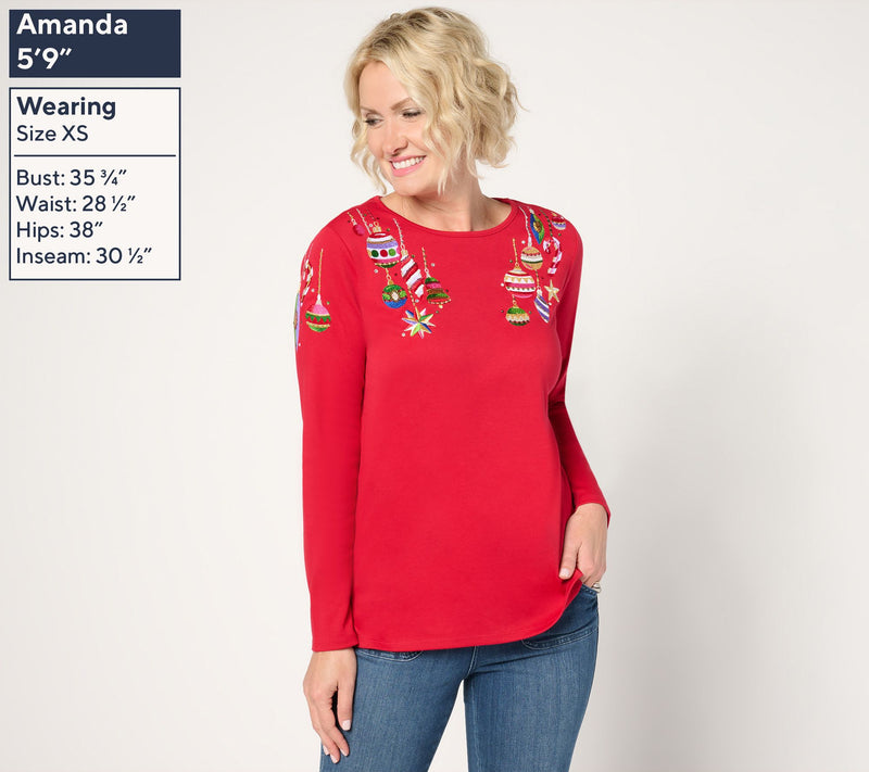 Quacker Factory All Decked Out Long-Sleeve Sequin Adorned Top — View 13