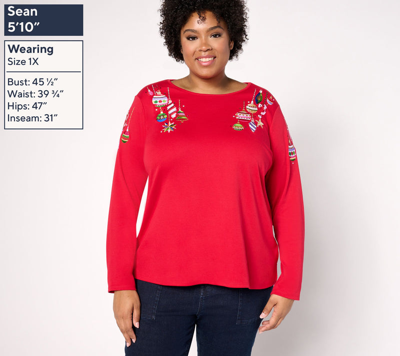 Quacker Factory All Decked Out Long-Sleeve Sequin Adorned Top — View 12