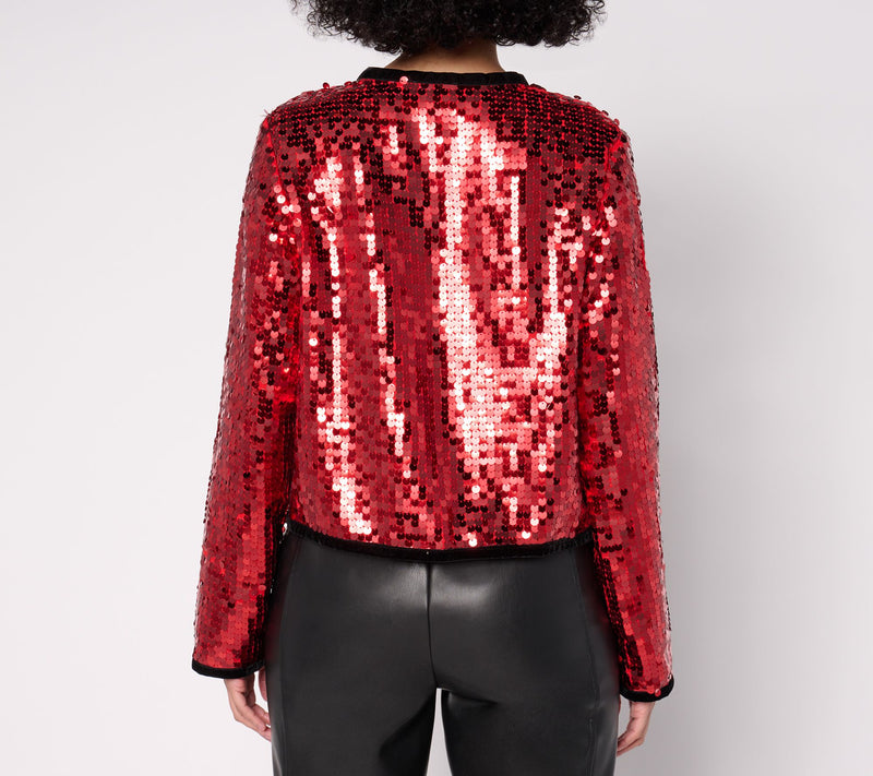 by Stacy London Sequin Tie-Neck Open Front Jacket — View 6