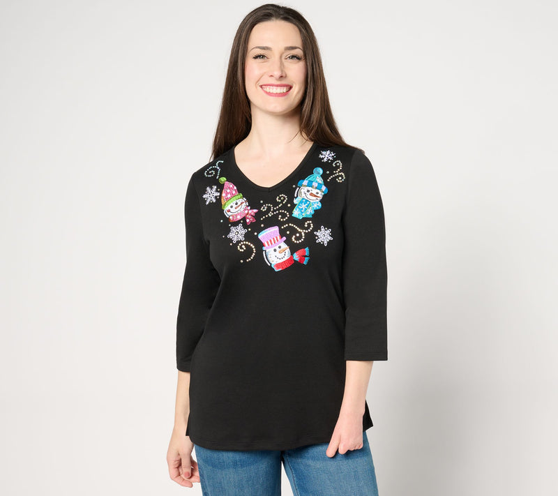 Quacker Factory Holiday Trio 3/4 Sleeve Top — View 7