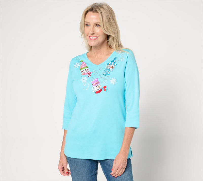 Quacker Factory Holiday Trio 3/4 Sleeve Top — Main view