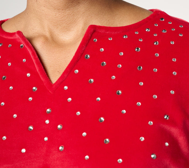Quacker Factory Sparkle & Shine Split Neck Long sleeve Velour Tunic — View 12