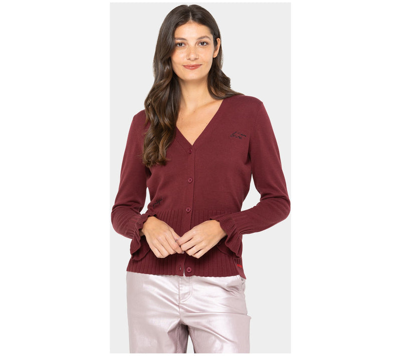 Peace Love World Black Label Ruffle Cuff Cardigan — View 12