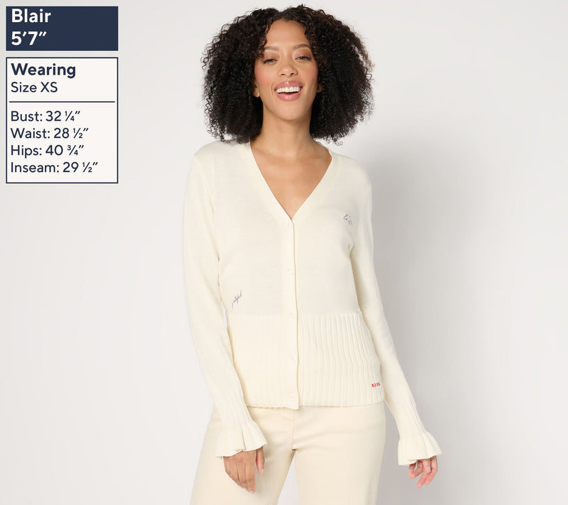 Peace Love World Black Label Ruffle Cuff Cardigan — View 8