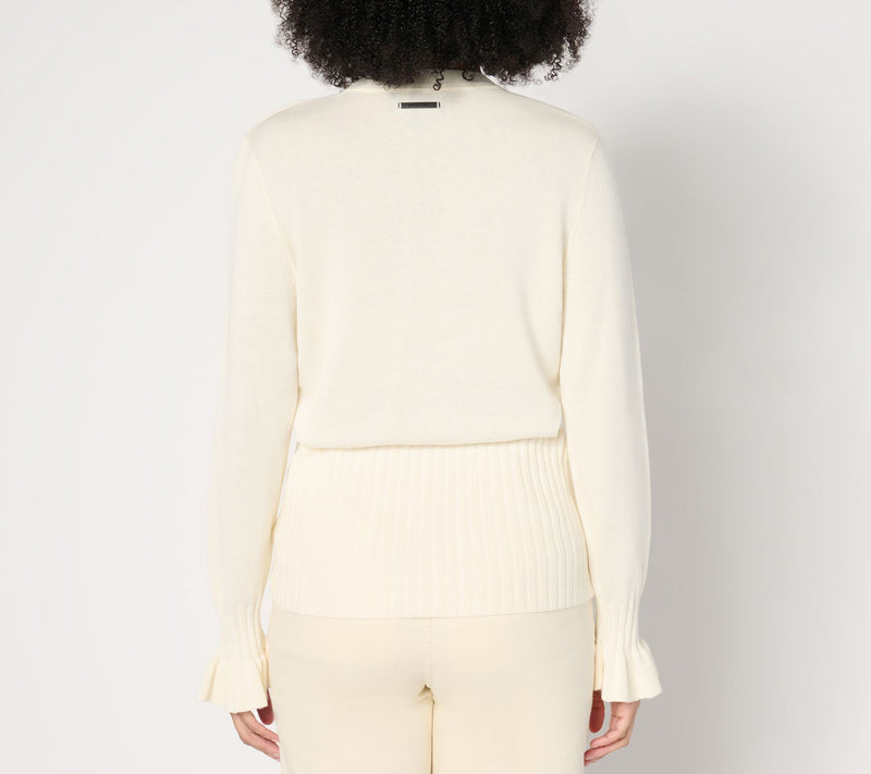 Peace Love World Black Label Ruffle Cuff Cardigan — View 9