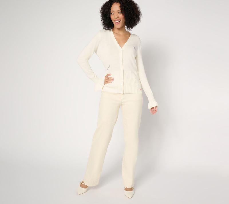 Peace Love World Black Label Ruffle Cuff Cardigan — View 10