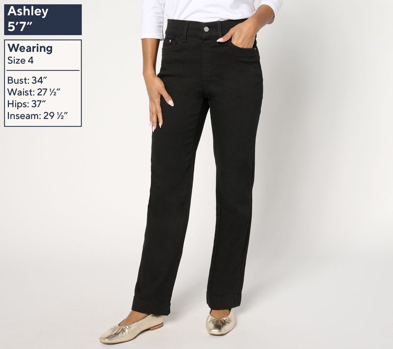 Denim & Co. Petite Black Cozy Touch Relaxed Straight Jean — View 3