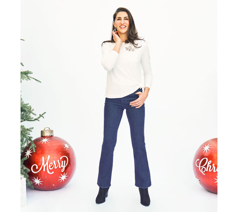 BEAUTIFUL by Lawrence Zarian Embellished Long-Sleeve Knit Top — View 15