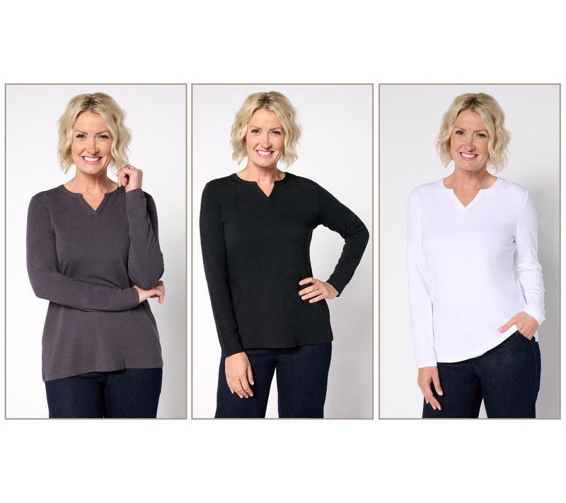 Denim & Co. Essentials So Soft Jersey 3-Pack Long Sleeve Tops — View 14