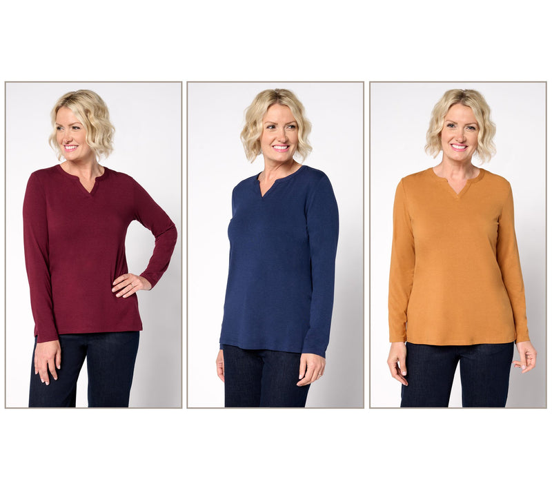 Denim & Co. Essentials So Soft Jersey 3-Pack Long Sleeve Tops — View 15