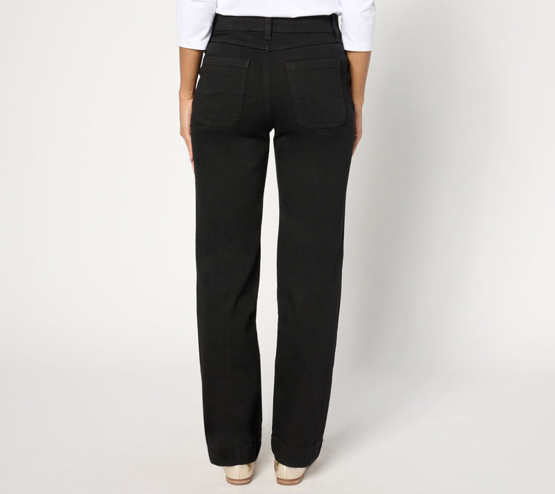 Denim & Co. Tall Black Cozy Touch Relaxed Straight Jean — View 3