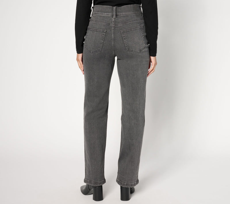 Denim & Co. Regular Black Easy Stretch Straight Leg Jeans — View 7