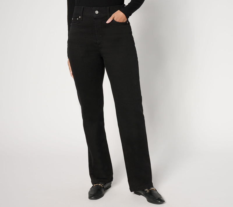 Denim & Co. Regular Black Easy Stretch Straight Leg Jeans — View 3