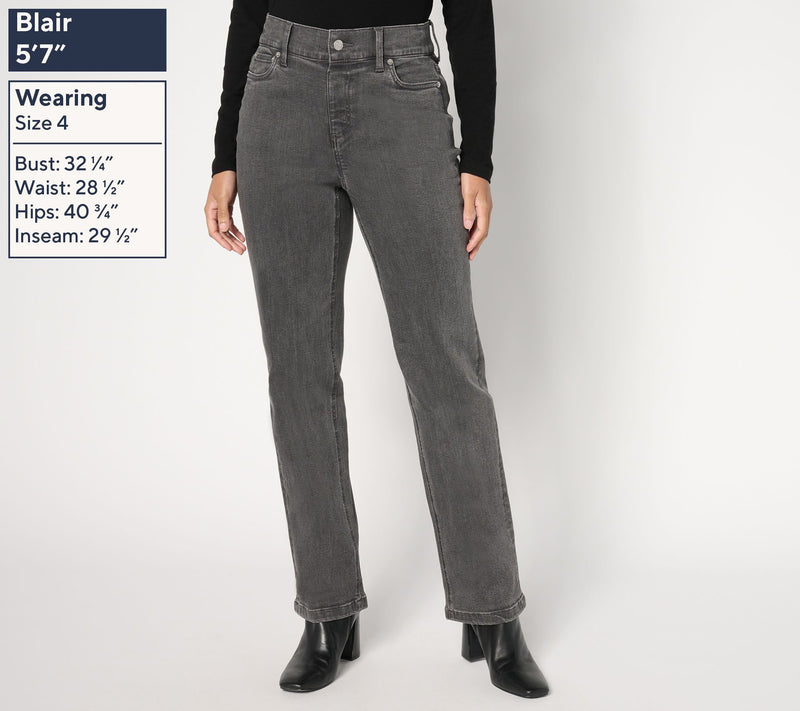 Denim & Co. Regular Black Easy Stretch Straight Leg Jeans — View 6