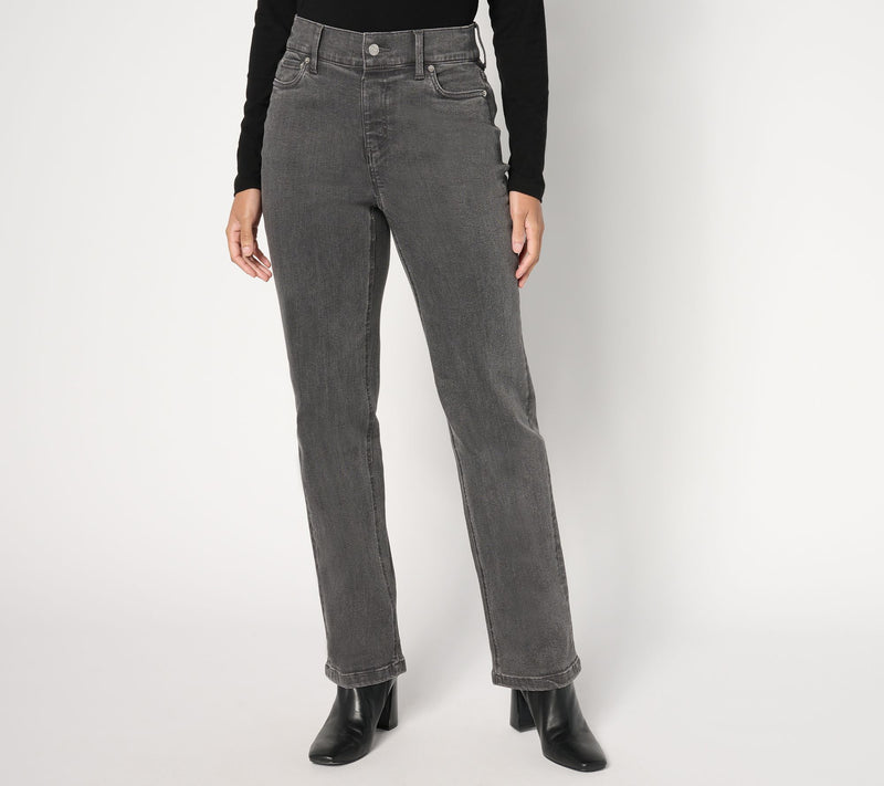 Denim & Co. Regular Black Easy Stretch Straight Leg Jeans — View 5