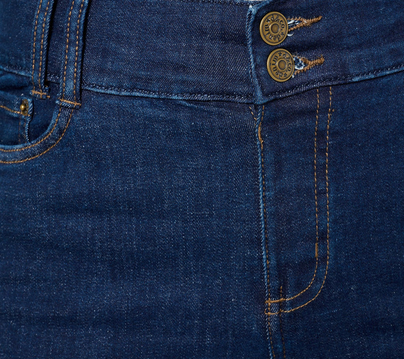 Denim & Co. Regular Indigo Easy Stretch Double-Button Wide-Leg Jeans — View 5