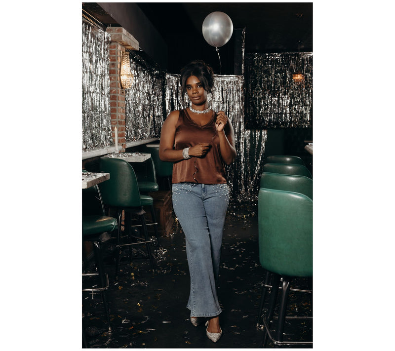 Me by Jennie Garth Indigo Reg Wide Leg Jean with Pearl Detail — View 11