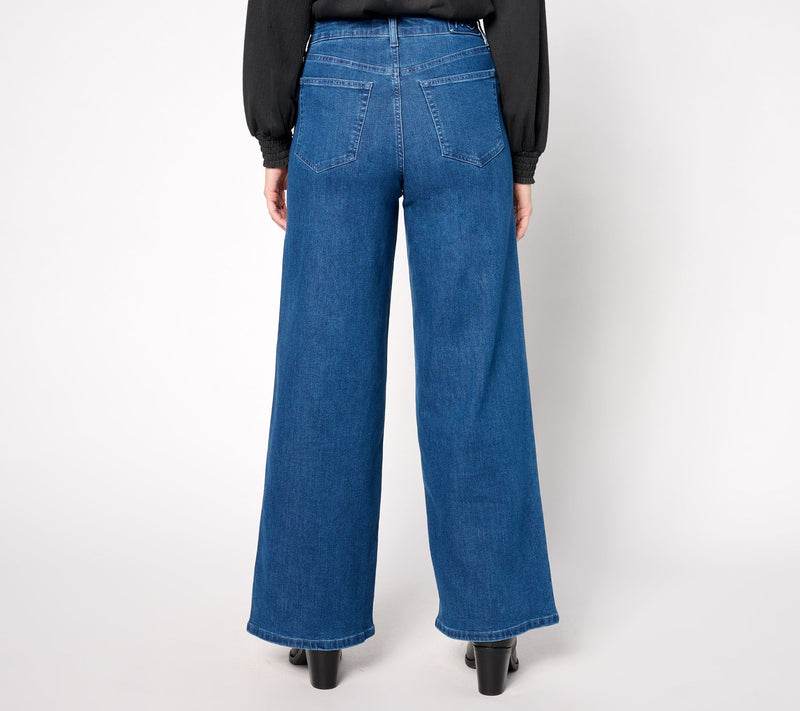 Me by Jennie Garth Indigo Reg Wide Leg Jean with Pearl Detail — View 7