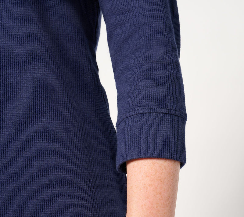 Denim & Co. Essentials Waffle Knit Round Neck 3/4 Sleeve Top — View 5