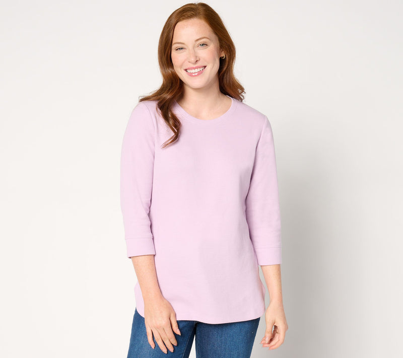 Denim & Co. Essentials Waffle Knit Round Neck 3/4 Sleeve Top — View 19