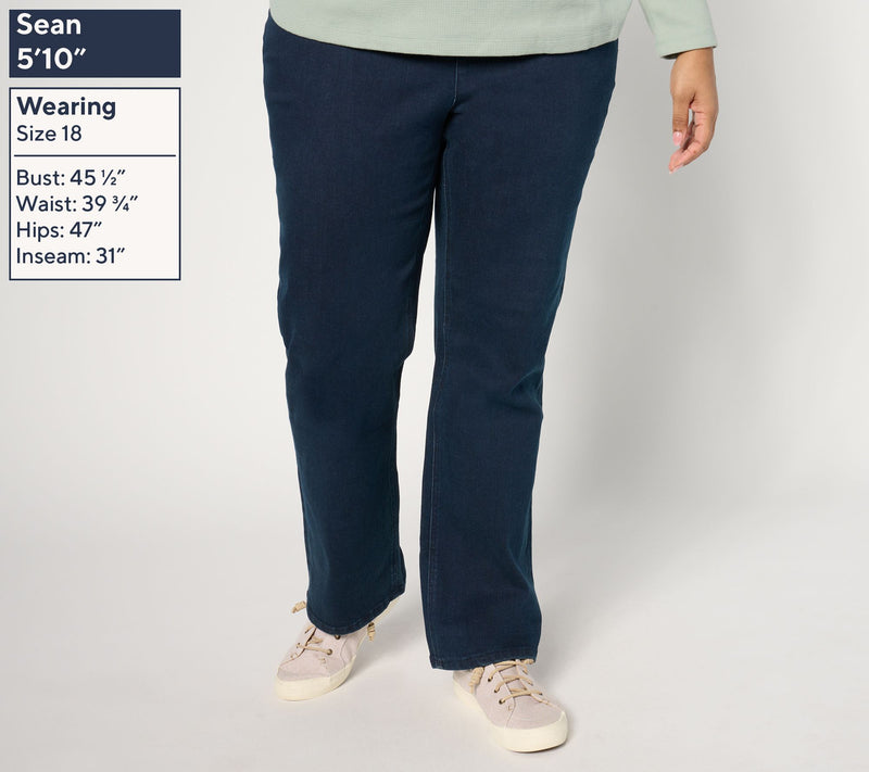 Denim & Co. Regular Indigo Signature Perfect Flex Strght Leg Jean — View 3