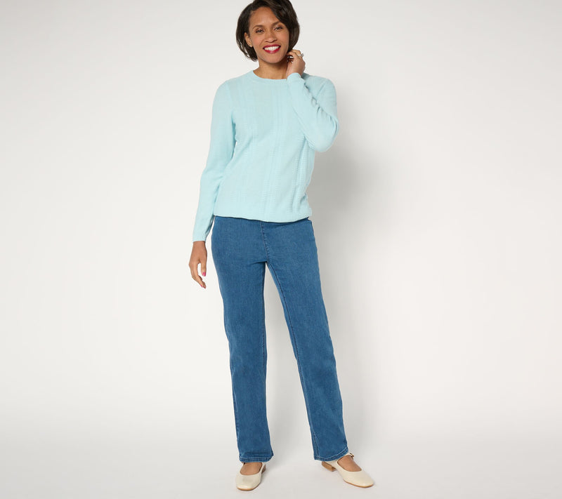 Denim & Co. Petite Indigo Signature Perfect Flex Strght Leg Jean — View 6