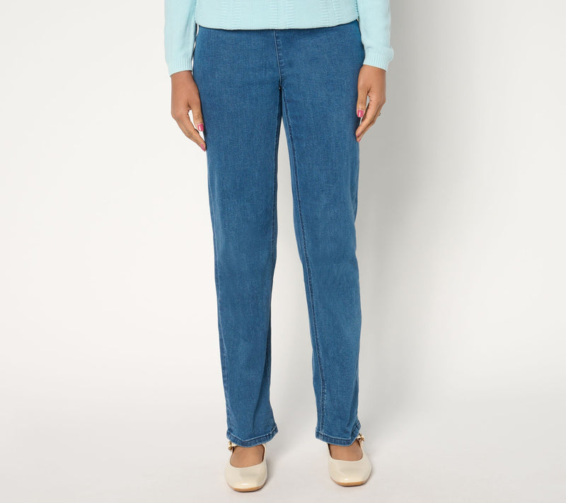 Denim & Co. Petite Indigo Signature Perfect Flex Strght Leg Jean — View 2