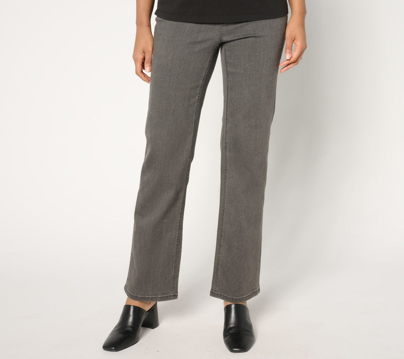 Denim & Co. Regular Black Signature Perfect Flex Strght Leg Jean — View 5